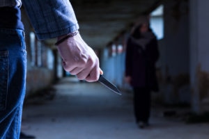Criminal with Knife Waiting for a Woman in new york