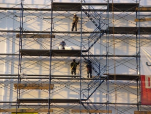 Construction Workers on Scaffolding in New York City