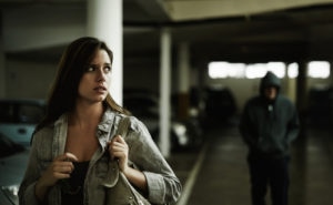 terrified woman before being assaulted in a parking lot in nyc