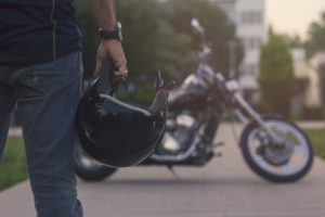 motorcycle driver and helmet