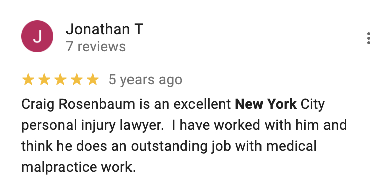 NYC Personal Injury Law Client Review